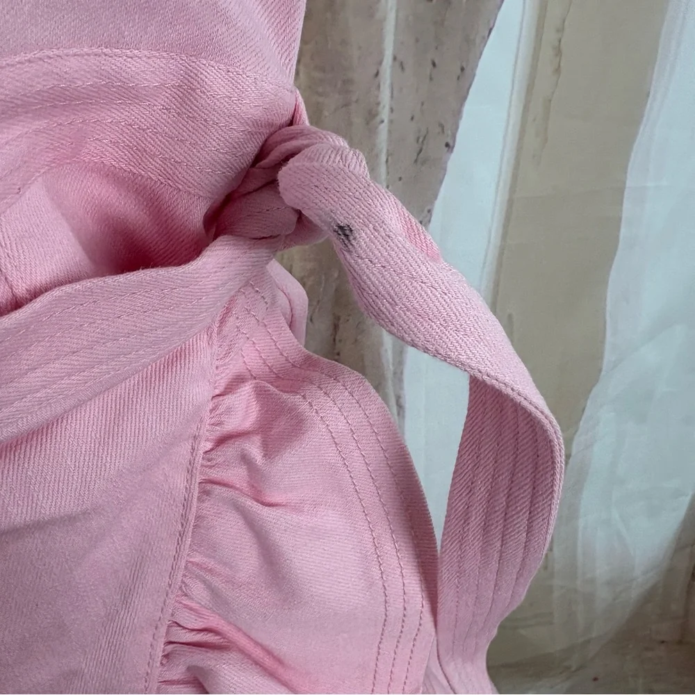 NEW Cinq a Sept Blush Pink Denim Jodi Wrap Mini Dress - Picture 5 of 12